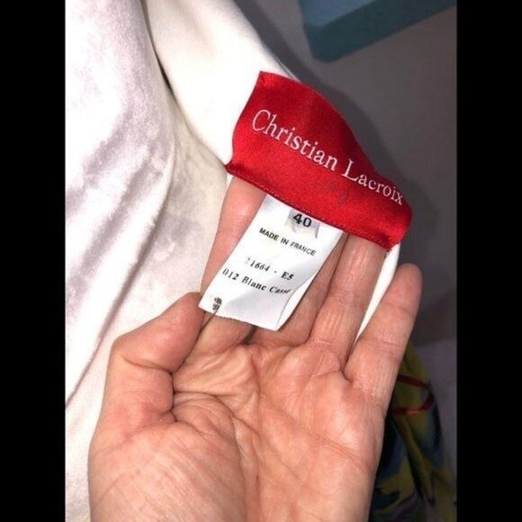 Christian Lacroix Dress Womens Size 6 Tie Dye Effect Silk Strapless Sash Waist - Picture 4 of 14